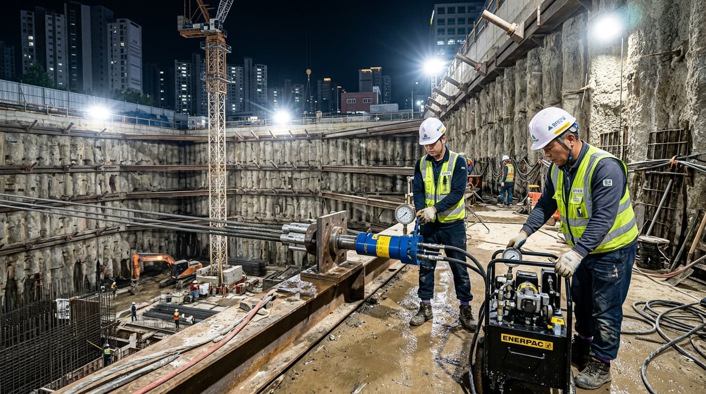 강남 프라임 타워 지하 42m 대심도 역타 흙막이