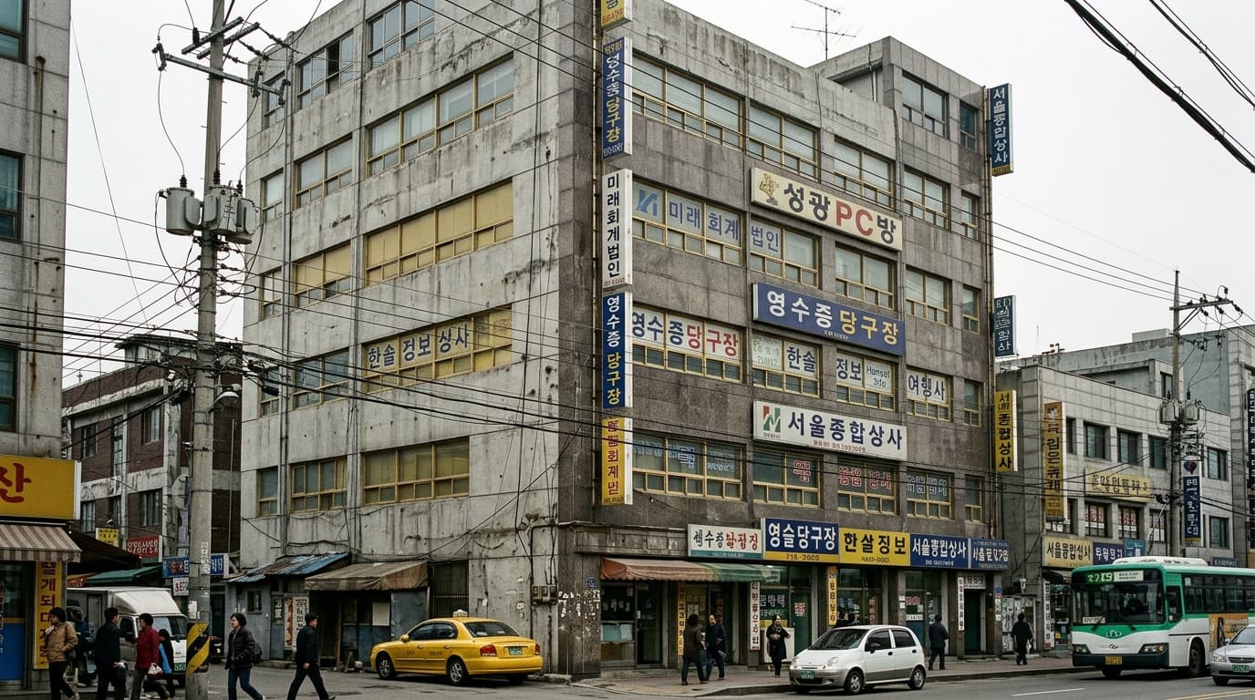 리모델링 전 노후 화강석 상가 빌딩
