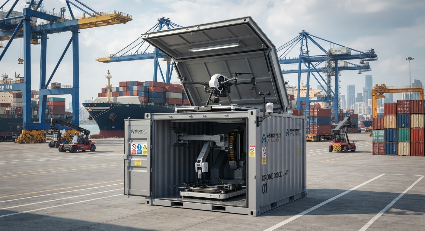 Industrial drone dock station container
