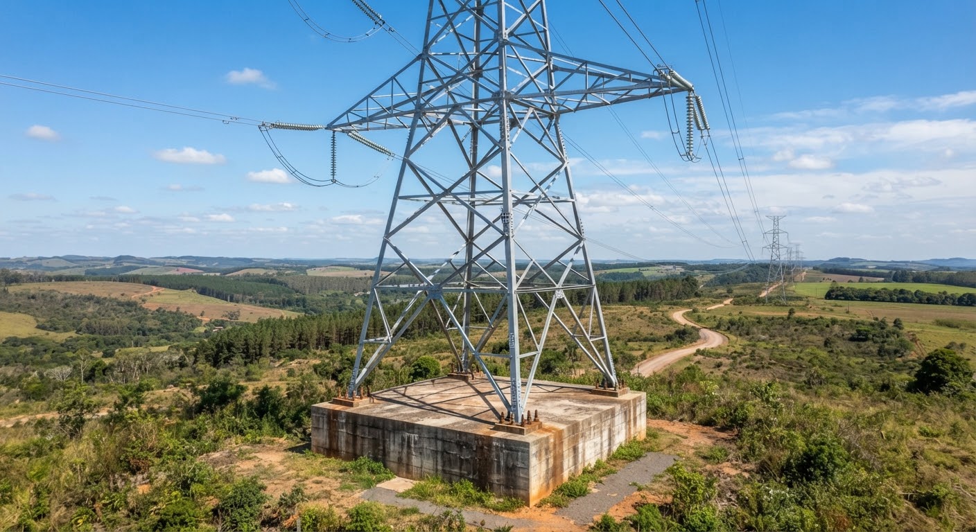 4K aerial photography of steel electric transmission tower