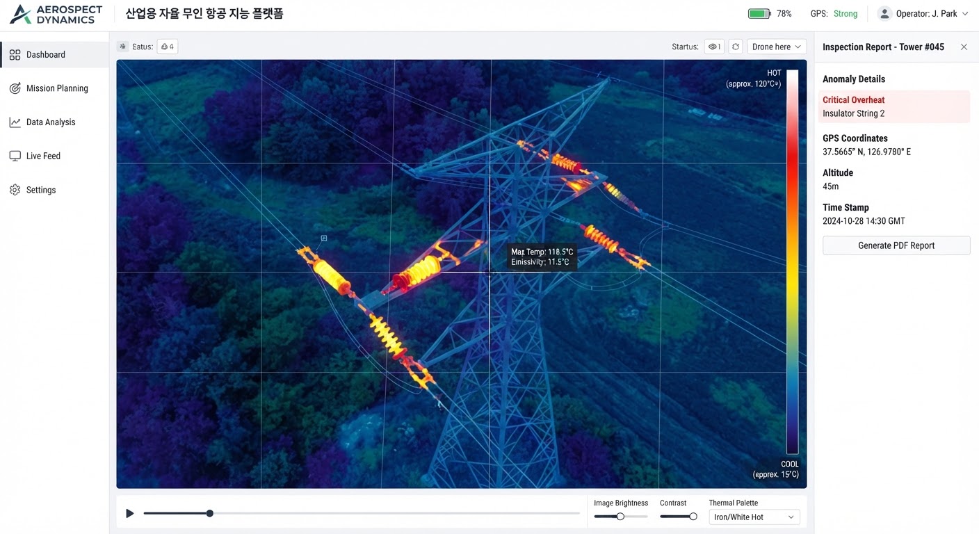 Radiometric thermal infrared aerial heatmap of power utility infrastructure
